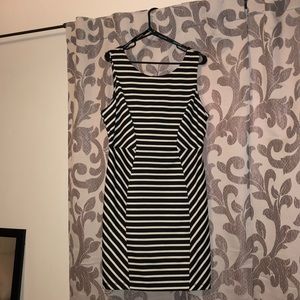 Black and white striped dress